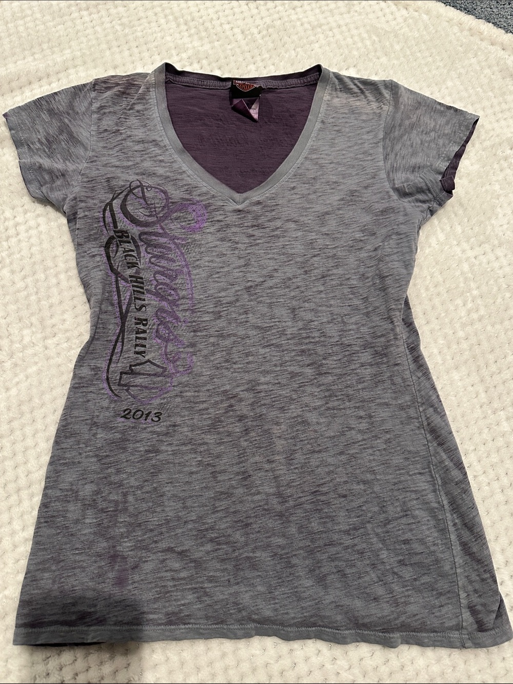 Harley-Davidson purple Short Sleeve V-Neck Tee with Purple Graphic Sturgis 2013